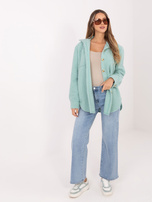 Miętowa koszulowa kurtka z dzianiny boucle RUE PARIS