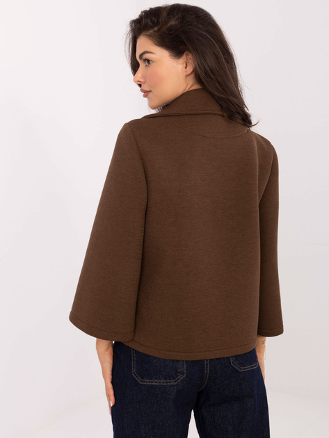 Brązowy jednorzędowy płaszcz damski RUE PARIS