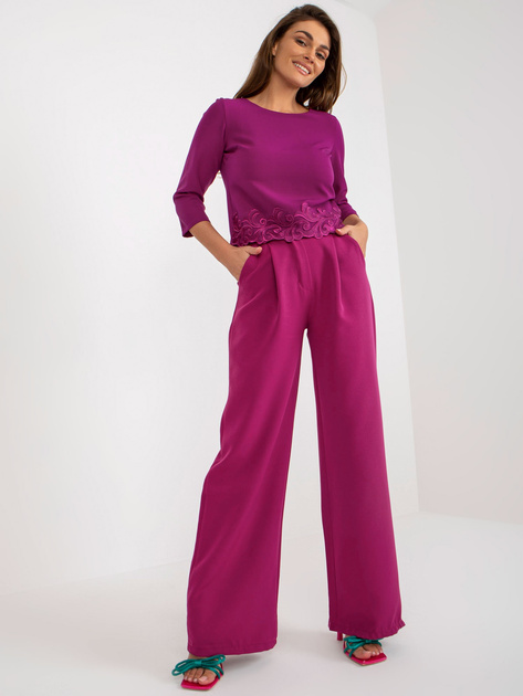 Hurt Fioletowa krótka bluzka wizytowa z rękawem 3/4