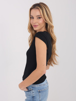 Czarny damski top basic bez rękawów