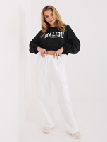 Ecru dresowe spodnie cargo bez zapięcia