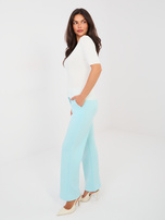 Miętowe proste spodnie z kieszeniami RUE PARIS 