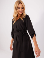 Hurt Czarna gładka sukienka na co dzień z dekoltem V