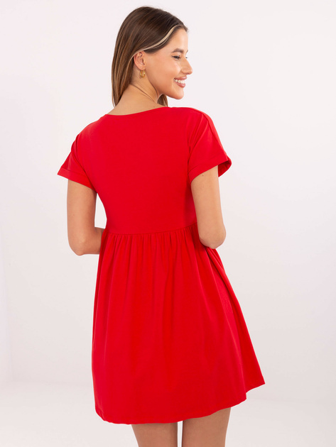 Czerwona letnia sukienka z bawełny RUE PARIS