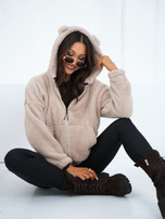 Jasnobeżowa rozpinana bluza miś z kapturem