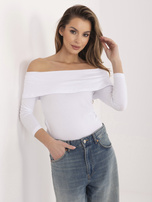 Biała bluzka basic z odkrytymi ramionami RUE PARIS 