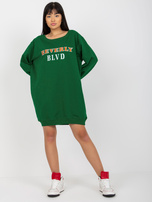 Hurt Ciemnozielona długa bluza z nadrukiem i aplikacją