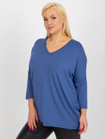 Hurtownia Brudnoniebieska bluzka plus size z dekoltem V