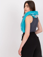 White and blue scarf with print