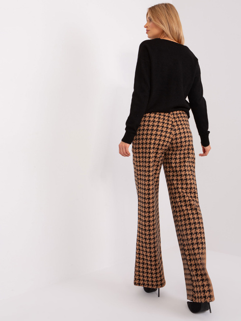 Hurt Czarno-camelowe dzianinowe spodnie w pepitkę