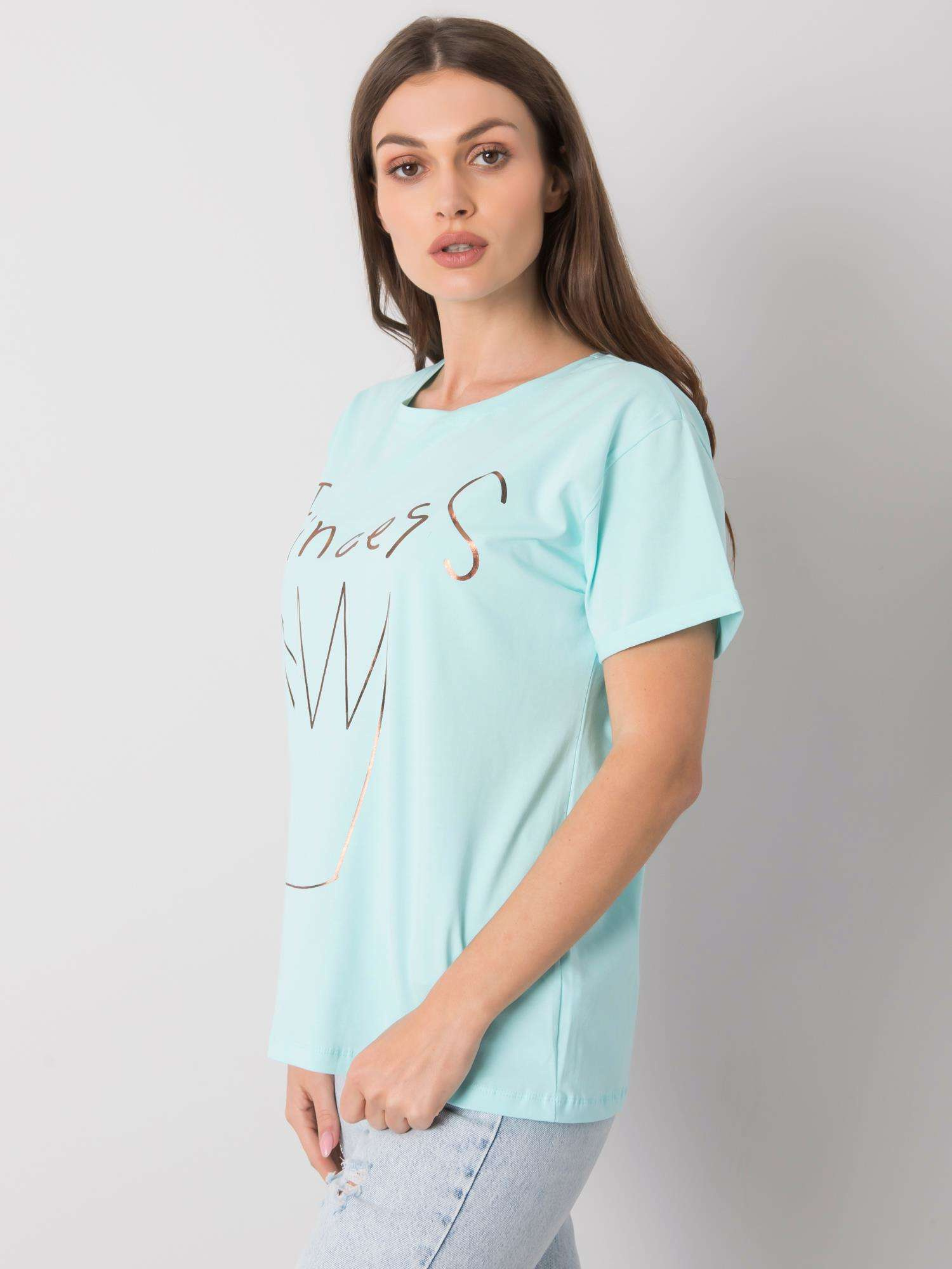 Miętowy t-shirt z nadrukiem Aosta