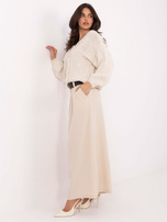 Jasnobeżowe szerokie spodnie z zakładkami