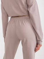 Hurt Ciemnobeżowy bawełniany komplet dwuczęściowy