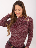 Burgundowa bluzka z lejącym dekoltem RUE PARIS