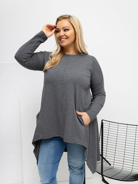 Ciemnoszara bluzka plus size z dłuższym tyłem