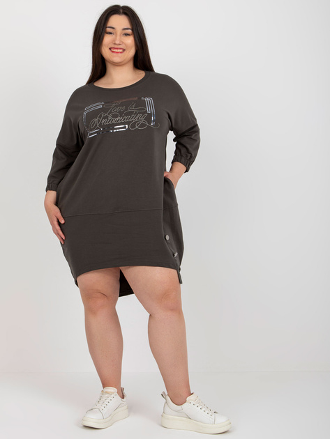 Hurt Khaki dresowa sukienka plus size na co dzień