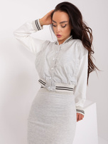 Hurtownia Jasnoszary melanżowy komplet casualowy z bluzą baseball