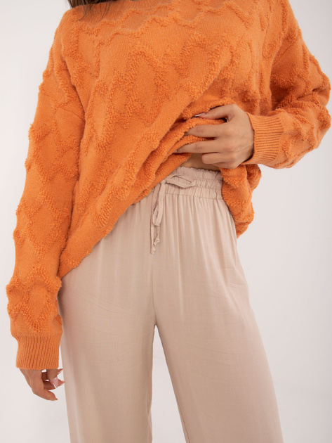 Hurt Beżowe proste spodnie materiałowe z wiskozy