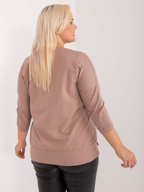 Hurtownia Ciemnobeżowa bluzka plus size z bawełny