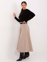 Beżowa rozkloszowana spódnica z dzianiny RUE PARIS