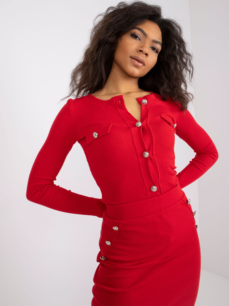 Czerwony dwuczęściowy komplet prążkowany Irvine RUE PARIS