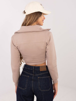 Dark beige short zip-up sweatshirt Ann RUE PARIS.