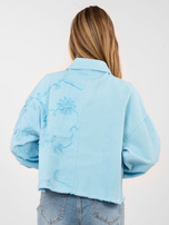 Jasnoniebieska jeansowa kurtka z długim rękawem RUE PARIS 