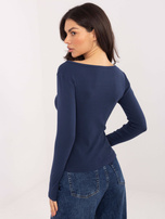 Granatowa damska bluzka z dekoltem w łódkę 