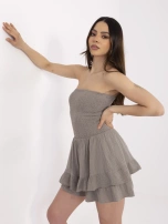 Ciemnobeżowy muślinowy kombinezon na lato