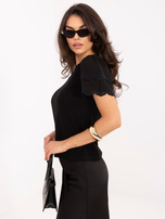 Black cotton boho style blouse.