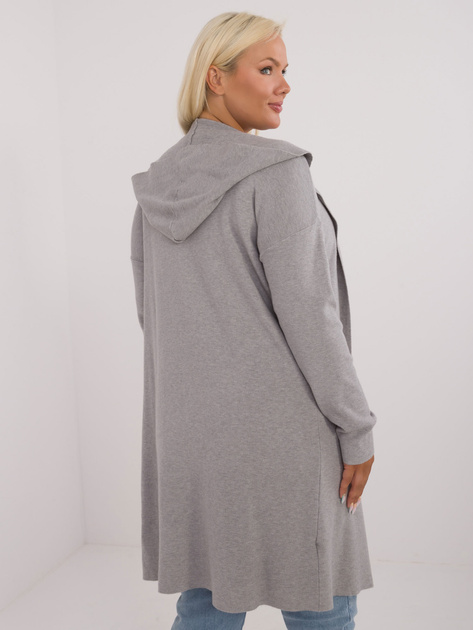 Hurt Szary kardigan plus size z kapturem