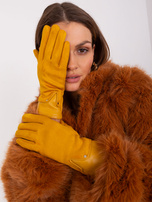 Hurt Ciemnożółte eleganckie rękawiczki damskie