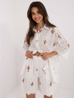 Hurt Biało-żółty dwuczęściowy ażurowy komplet damski z haftem