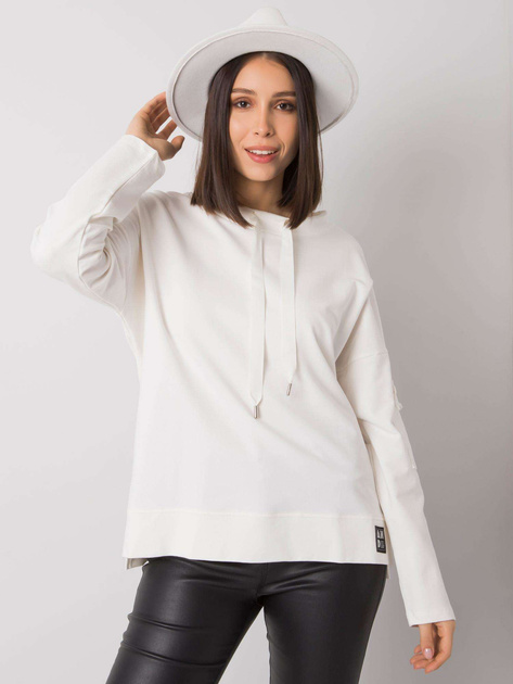 Ecru bluzka plus size z kieszenią na rękawie Lunnara