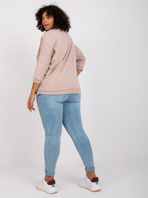 Jasnobeżowa bluzka plus size z dżetami Cordelia