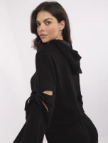 Czarny dwuczęściowy komplet damski z wiązaniami