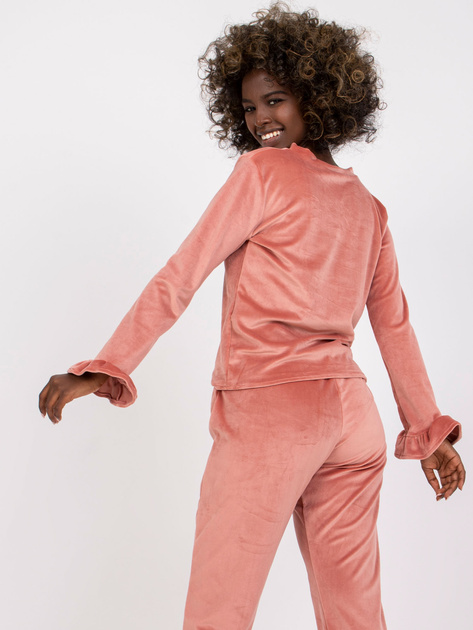 Brudnoróżowa piżama welurowa ze spodniami Camille RUE PARIS