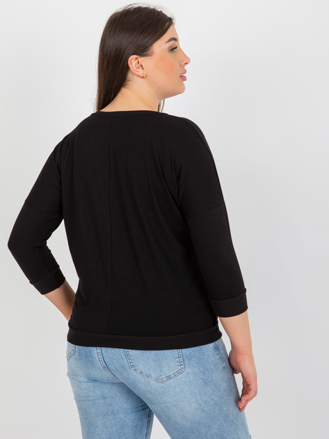 Hurt Czarna bluzka plus size z błyszczącym nadrukiem
