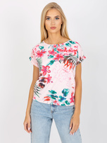 Jasnoróżowa bluzka z letnim wzorem RUE PARIS