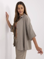 Ciemnobeżowa letnia koszula z rękawem 3/4