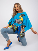 Niebieska bluzka one size z paskiem 