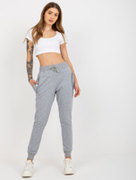 Hurtownia Szare damskie spodnie dresowe z kieszeniami