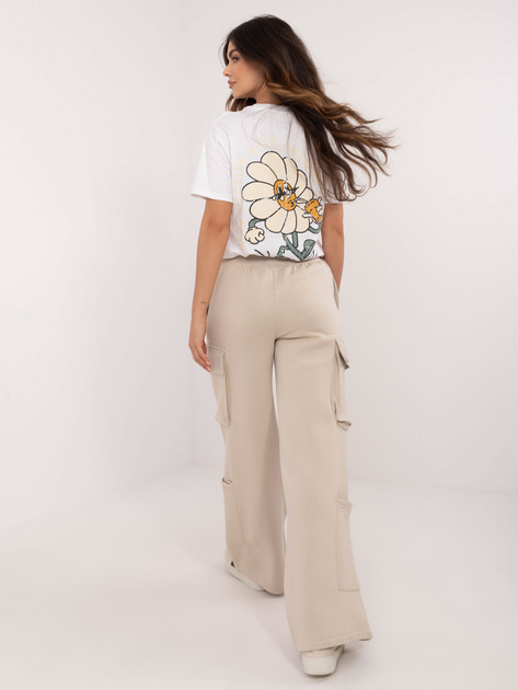 Hurt Beżowe dresowe spodnie cargo z ociepleniem SUBLEVEL