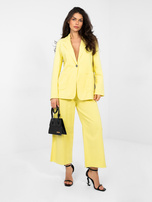 Pastelowa żółta jeansowa marynarka z kieszeniami RUE PARIS 