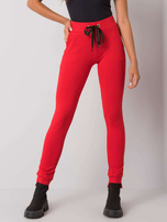 Czerwone spodnie dresowe z bawełny Davina