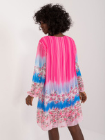 Hurtownia Ciemnoróżowa damska prosta sukienka we wzory