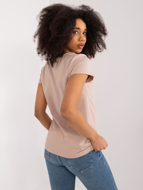 Hurt Beżowy t-shirt z naszywkami BASIC FEEL GOOD