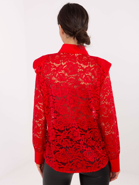 Czerwona rozpinana koszula z koronki