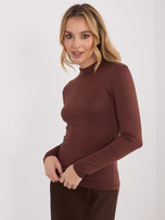 Brązowa dopasowana bluzka z półgolfem