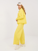 Żółte jeansowe spodnie z koronką RUE PARIS 